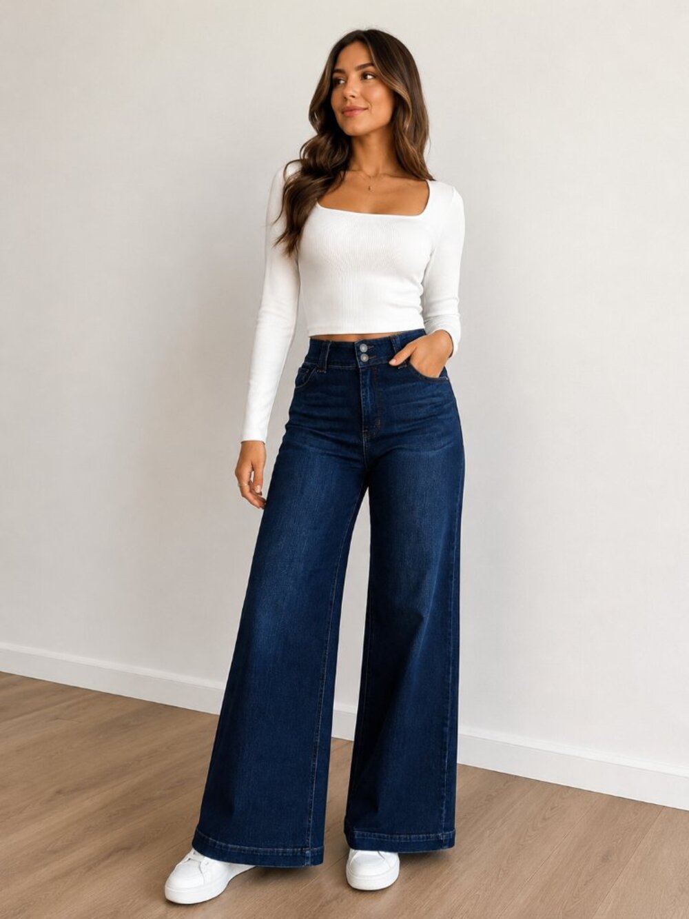 Judy Blue High Waist Wide Leg Jeans NWT Size 11/30 Dark Wash